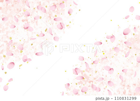 桜の花びら、花吹雪の背景イラスト 110831299