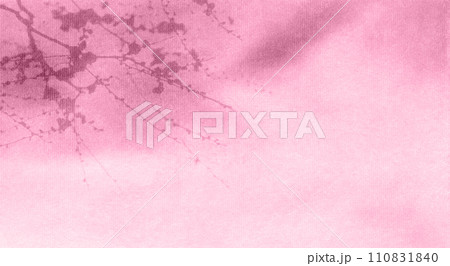 早春をイメージした和紙アート、梅花木のシルエット 110831840