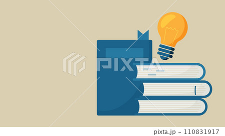 積まれた本と電球 110831917