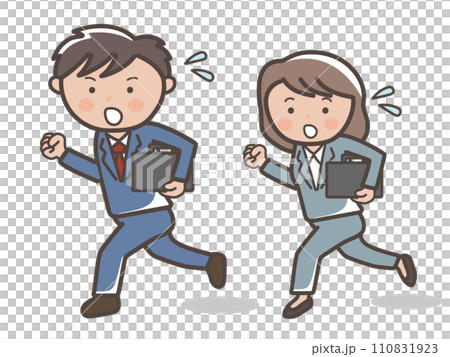 男女商人衝向辦公室的插圖 110831923
