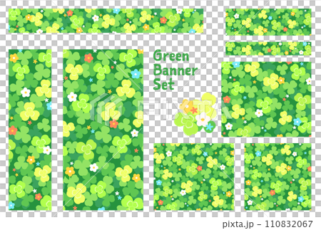 Banner set_clover and flowers Banner set_clover and flowers 110832067
