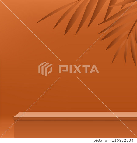 3d orange color podium and minimal orange color wall scene. 3d podium minimal abstract background. Vector 110832334