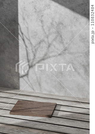 A background rich in shading that you can use in your designs. Textured walls and podium with sunlight shining through. A background rich in shading that you can use in your designs. Textured walls and podium with sunlight shining through. 110832484