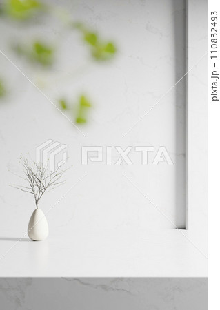 A background rich in shading that you can use in your designs. Textured walls and podium with sunlight shining through. 110832493