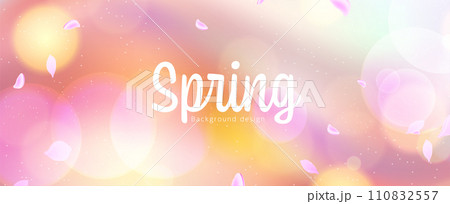 桜の花びらが舞う、春の背景イメージ 110832557