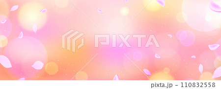 桜の花びらが舞う、春の背景イメージ 110832558