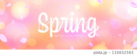 桜の花びらが舞う、春の背景イメージ 110832563