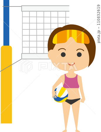 女性ビーチバレーボール選手のイメージイラスト 女性ビーチバレーボール選手のイメージイラスト 110832619