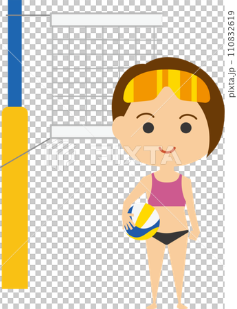 女性ビーチバレーボール選手のイメージイラスト 女性ビーチバレーボール選手のイメージイラスト 110832619