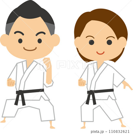 空手をする男性と女性のイメージイラスト 110832621