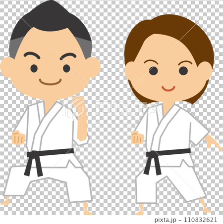 空手をする男性と女性のイメージイラスト 110832621