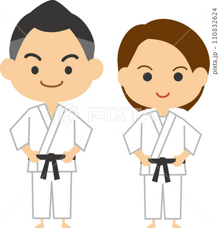 柔道をする男性と女性のイメージイラスト 柔道をする男性と女性のイメージイラスト 110832624