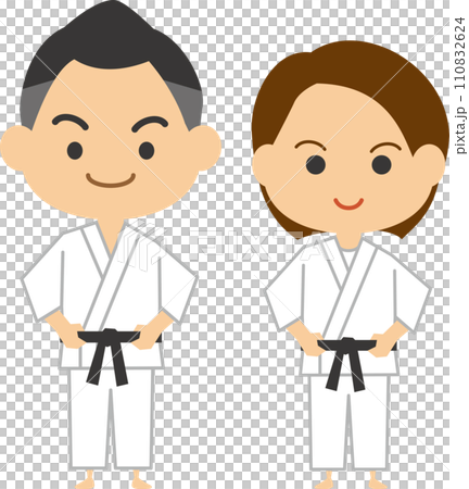 柔道をする男性と女性のイメージイラスト 柔道をする男性と女性のイメージイラスト 110832624