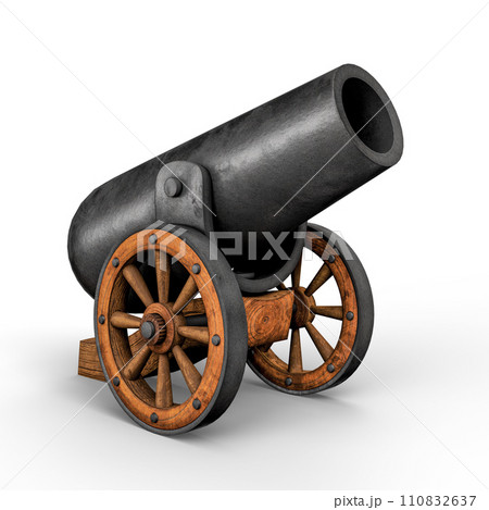 Ancient Vintage Medieval Cannon. 3D Illustration. File with Clipping Path. 110832637