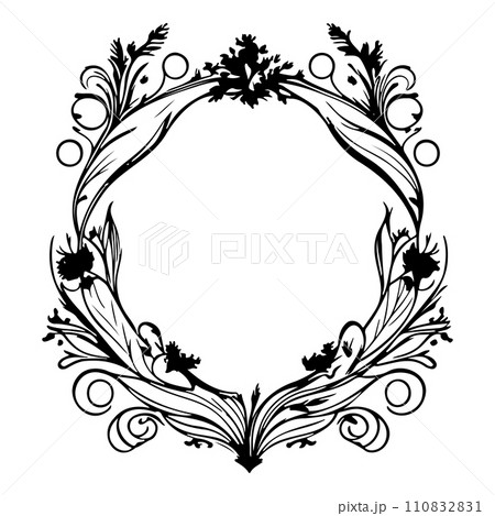 wedding frame ornament vintage illustration sketch hand draw black 110832831