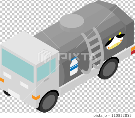 アイソメトリックなミルクローリー車のイメージ素材 アイソメトリックなミルクローリー車のイメージ素材 110832855