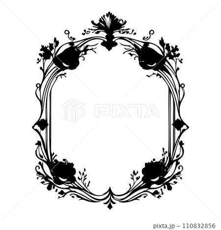 wedding frame ornament vintage illustration sketch hand draw black 110832856