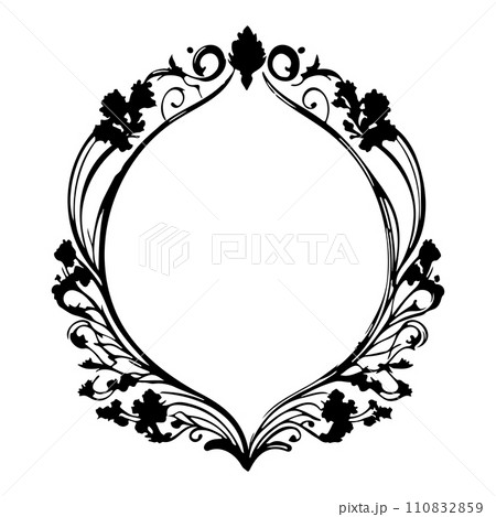 wedding frame ornament vintage illustration sketch hand draw black 110832859