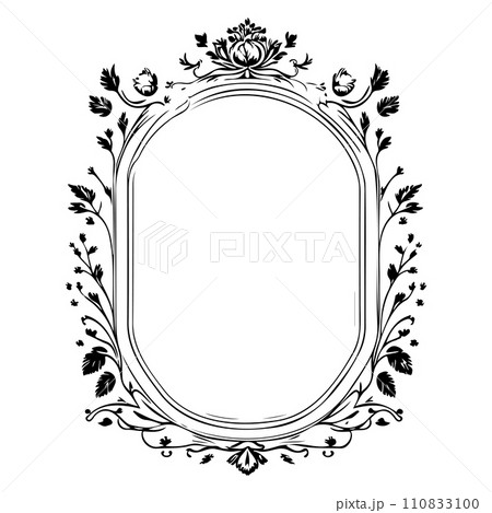 wedding frame ornament vintage illustration sketch hand draw black 110833100