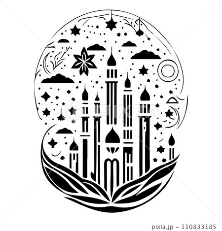 Minaret poster mosque illustration sketch hand draw  110833185