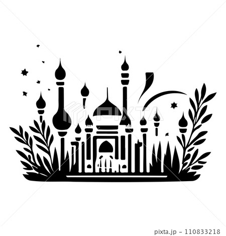 Minaret poster mosque illustration sketch hand draw  110833218