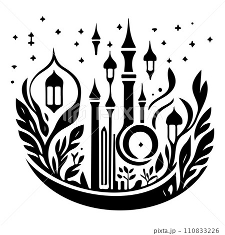 Minaret poster mosque illustration sketch hand draw  Minaret poster mosque illustration sketch hand draw  110833226