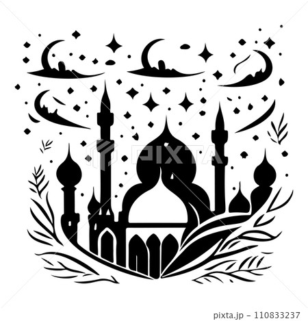 Minaret poster mosque illustration sketch hand draw  110833237