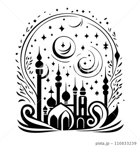 Minaret poster mosque illustration sketch hand draw  110833239
