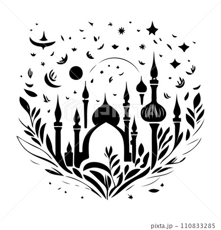 Minaret poster mosque illustration sketch hand draw  Minaret poster mosque illustration sketch hand draw  110833285