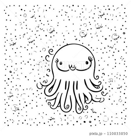Doodle kids cartoon octopus seamless pattern illustration sketch hand draw Doodle kids cartoon octopus seamless pattern illustration sketch hand draw 110833850