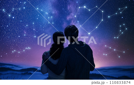 couple in love looking at the starry sky couple in love looking at the starry sky 110833874