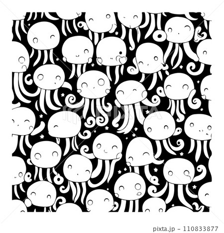 Doodle kids cartoon octopus seamless pattern illustration sketch hand draw Doodle kids cartoon octopus seamless pattern illustration sketch hand draw 110833877
