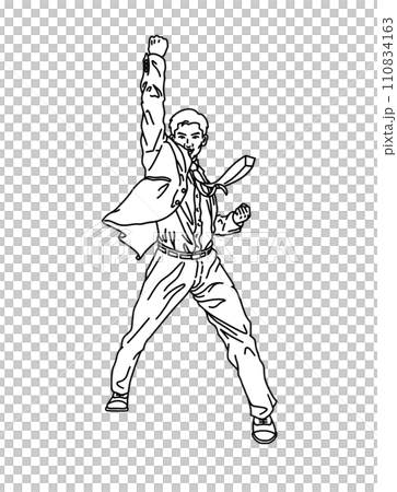 Office worker raising his fist (line drawing) Office worker raising his fist (line drawing) 110834163