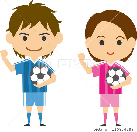 サッカー選手のイメージイラスト(男女セット) サッカー選手のイメージイラスト(男女セット) 110834585