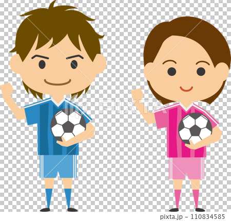 Image illustration of soccer players (male and female set) 110834585