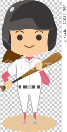 Image illustration of a female baseball player holding a bat Image illustration of a female baseball player holding a bat 110834594