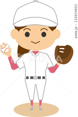 グローブを持っている女子野球選手のイメージイラスト 110834601