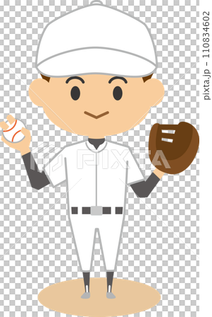 Image illustration of a male baseball player holding a glove Image illustration of a male baseball player holding a glove 110834602