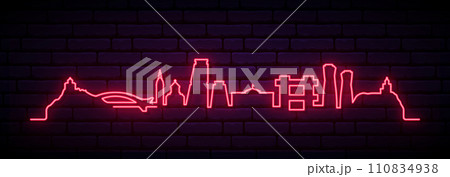 Red neon skyline of Tbilisi.  110834938