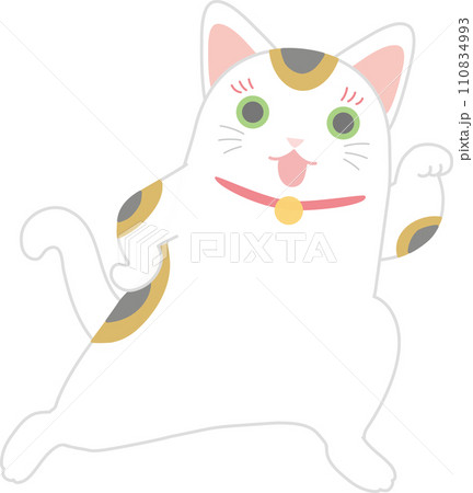 招き猫_三毛猫まねき猫_左手で招いてヲタダンス_踊る招き猫 招き猫_三毛猫まねき猫_左手で招いてヲタダンス_踊る招き猫 110834993