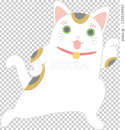 招き猫_三毛猫まねき猫_左手で招いてヲタダンス_踊る招き猫 招き猫_三毛猫まねき猫_左手で招いてヲタダンス_踊る招き猫 110834993