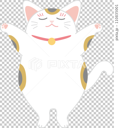 招財貓_抱臂印花布貓_伸背閉眼萬歲_跳舞的招財貓 110835001