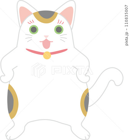 招き猫_三毛猫まねき猫_仁王立ち_えっへん 110835007