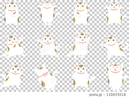 招き猫_三毛猫まねき猫_セット 招き猫_三毛猫まねき猫_セット 110835018