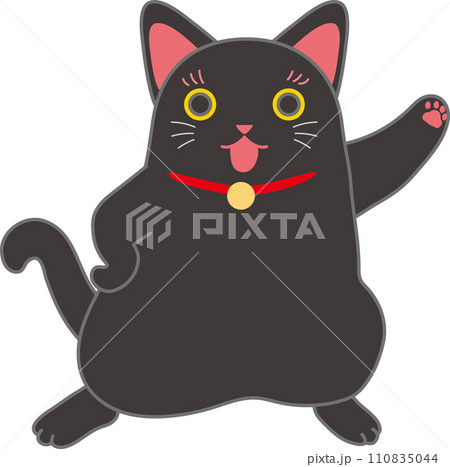 招き猫_黒まねき猫_左手あげてヲタダンス_来客まねき_踊る招き猫 110835044