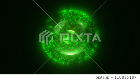 Abstract green energy glowing digital sphere...のイラスト素材 [110835187] - PIXTA