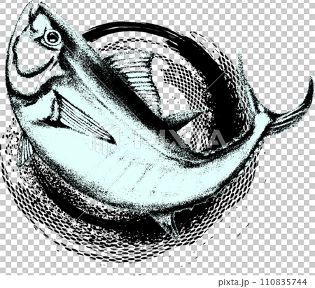 ジャンプするリアルなマグロの墨絵 ジャンプするリアルなマグロの墨絵 110835744