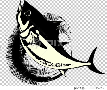 Jumping tuna and brush sumi-e 110835747