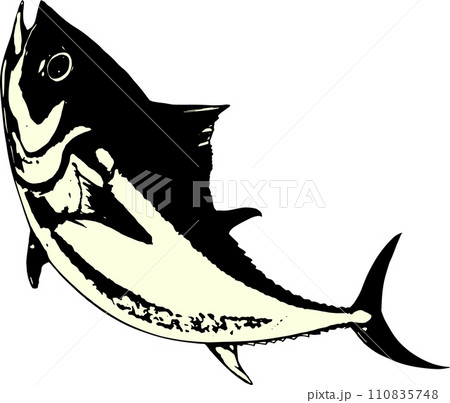ジャンプするマグロの墨絵 110835748