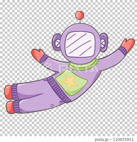 Astronaut and space elements. Alien, ufo spaceship, rocket, asteroid, satellite, telescope. Colorful universe cosmic element transparent set. Fantastic flying cosmic objects for exploration.spacecraft Astronaut and space elements. Alien, ufo spaceship, rocket, asteroid, satellite, telescope. Colorful universe cosmic element transparent set. Fantastic flying cosmic objects for exploration.spacecraft 110835931